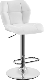 Yaheetech Barhocker 1er Set Höhenverstellbar 360°Drehbar Barstühle Küchenstühle mit Rückenlehne und Fußstütze, Barstuhl PU-Kunstleder Sitzhöhe 62,5 cm - 84,5 cm für die Küche, Weiß