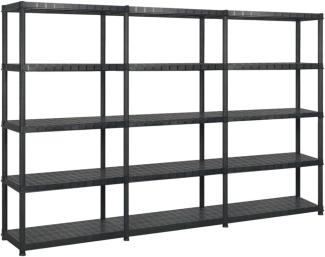 vidaXL Lagerregal mit 5 Böden, Kunststoff schwarz, 185 x 40 x 255 cm