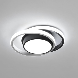 Comely LED Deckenlampe, 32W LED Deckenleuchte Modern Runden Lampe für Schlafzimmer Badezimmer Küche Balkon, Dia 280mm, Kaltweißes Licht 6500K, Schwarz