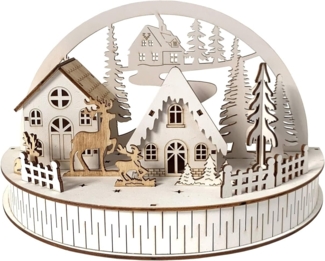 HTI-Living Winterdorf und Rehe LED Weihnachtsdeko