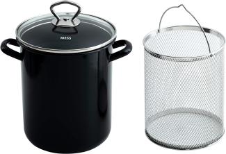 Riess Bräter Riess Eamille Spargeltopf Pastatopf schwarz 16 cm mit Einsatz