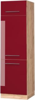 Vicco Küchenschrank Küchenmöbel Fame-Line modern Küche Einbauküche Küchenzeile Blende Unterschrank Hochschrank Hängeschrank Hochglanz (Eiche-Rot, Kühlumbauschrank 60 cm)