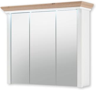 JASMIN Spiegelschrank Bad mit LED-Beleuchtung in Pinie hell, Artisan Eiche Optik - Landhausstil Badezimmerspiegel Schrank mit viel Stauraum - 83 x 75 x 25 cm (B/H/T)