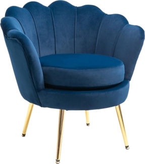 HOMCOM Sessel Polstersessel in Lotusform (Relaxsessel mit Metallbeinen, 1-St, für Schlafzimmer, Wohnzimmer), Blau