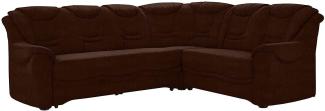 Cavadore Ecksofa Bansa mit Federkern / Polstercouch im klassischen Design / inkl. Bettfunktion / 265 x 94 x 215 / Mikrofaser Braun