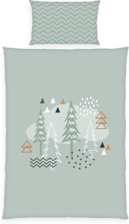 Herding Renforce Kinder Bettwäsche Nordic Forest mint Wendemotiv Wald 100x135 cm
