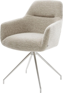 Esszimmerstuhl Pejo-Flex Webstoff Soft Beige Kreuzgestell konisch Edelstahl Taschenfederkern