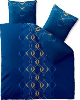 CelinaTex Fashion Bettwäsche 200x220 cm 3teilig Baumwolle Leah Wellen Blau Gold