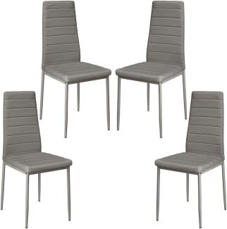Esszimmerstühle 4er Set, Esszimmer Dtühle Modern, Kunstleder-Bezug, Hohe Rückenlehne, Bequemer Esszimmerstuhl, Kunstleder Stuhl, SGS Geprüft (4, Grau)