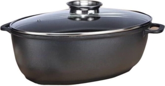 Haushalt International Bräter Aluguss Bräter Brattopf Backofen-Topf mit Glasdeckel, Aluminiumguss (2-tlg), Bräter und Deckel bis 250°C backofenfest