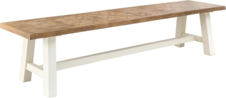 riess-ambiente Sitzbank HAMPTONS 160cm hellbraun / creme - Pinienholz, Bohlenoptik, Ablage (Einzelartikel, 1-St), MASSIVHOLZBANK - ideal für Esszimmer, Flur, Garderobe und Wohnzimmer