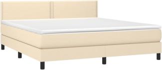 vidaXL Boxspringbett mit Matratze Creme 160x200 cm Stoff 3139990