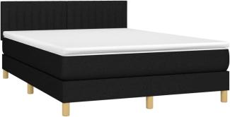 vidaXL Boxspringbett mit Matratze Schwarz 140x200 cm Stoff 3140779