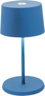 Zafferano, Olivia Mini Lampe, Tragbare und Wiederaufladbare Tischlampe mit Touch Control, Geeignet für Wohnzimmer und Außenbereich, Dimmer, 2200-3000 K, Höhe 22 cm, Farbe Capriblau