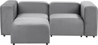 2-Sitzer Sofa Samtstoff grau mit Ottomane FALSTERBO