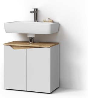 Livinity® Waschbeckenunterschrank Timavo, Weiß/Artisan-Eiche, 60 x 57.5 cm mit 2 Türen