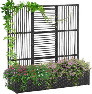 Outsunny Blumenkasten mit Rankhilfe, wetterbeständig (Pflanzkasten, 1 St, Pflanzkübel), für Garten, Terrasse, Schwarz