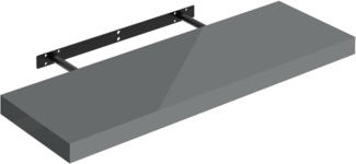 WOLTU Wandregal Regal Wand Schweberegal Regalbrett Wandboard mit Metallhalterung, unsichtbare Montage, für Küche Badezimmer Wohnzimmer Schlafzimmer, aus MDF, Hochglänzend Grau, 70 x 22,9 x 3,8 cm
