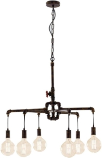 LED Kronleuchter 6-flammig Rostoptik, Wasserrohr Industrial, Ø 72cm