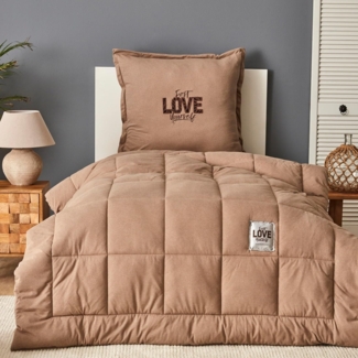 Karaca Home Bettwäsche Karaca Motto Beige 135X200 cm Baumwolle Comfort Schlafset