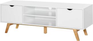 HOMCOM TV Schrank, TV-Kommode, Schrankelement mit Schubladen und Offene Regale, MDF, Weiß, 150 x 39 x 50 cm