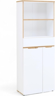 Memphis Aktenschrank in Weiß, Artisan Eiche Optik - Moderner Büroschrank mit 2 Türen - 75 x 197 x 38 cm (B/H/T)
