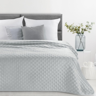 Tagesdecke Velours Samtdecke Gesteppt Steppdecke Klassische Decke SOFIA 4 silber 220x240 cm silber