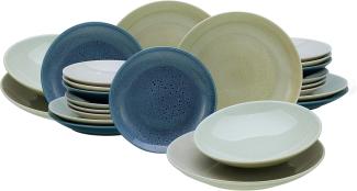 CreaTable 19787 Tafelservice Reactive Nordic für 8 Personen, Steinzeug, mehrfarbig (1 Set, 24-teilig)