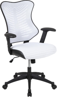 Flash Furniture High Back Designer White Mesh Executive Swivel Ergonomic Office Chair with Adjustable Arms, 25.75"W x 25"D x 39" - 42.75"H