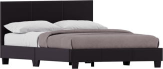 Vida Designs Kleines Doppelbett, Lissabon, 122 cm, gepolstertes UKFR-Kunstleder-Kopfteil, niedriges Fußende, Schlafzimmermöbel, Schwarz