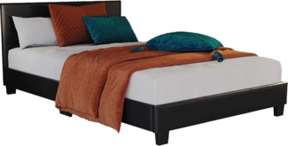 Vida Designs Kleines Doppelbett, Lissabon, 122 cm, gepolstertes UKFR-Kunstleder-Kopfteil, niedriges Fußende, Schlafzimmermöbel, Schwarz