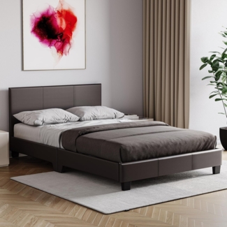 Vida Designs Kleines Doppelbett, Lissabon, 122 cm, gepolstertes UKFR-Kunstleder-Kopfteil, niedriges Fußende, Schlafzimmermöbel, Schwarz