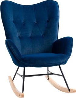 HOMCOM Schaukelstuhl ergonomisch, mit Samtoptik (Schwingsessel, 1 St), bis 150 kg belastbar, für Schlafzimmer, Wohnzimmer, Blau
