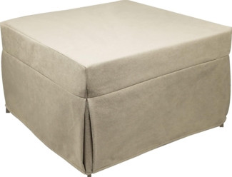 Dmora In ein Einzelbett umwandelbarer Puof, Made in Italy, Klappbett, Pouf mit abnehmbarem, platzsparendem Stoff für das Wohnzimmer, cm 78x78 / 195h45, Beige