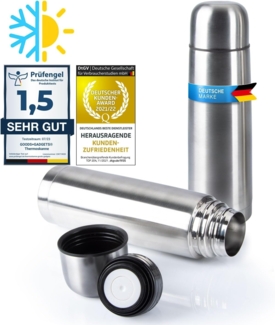 Goods+Gadgets Thermoflasche Edelstahl-Isolierflasche 500/1000ml – Thermosflasche mit Druckknopf, doppelwandiger Thermobecher Isolierkanne