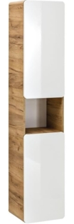 Vente-unique - Badhochschrank - Holzfarben & Weiß - 35 x 32 x 170 cm - ARUBA
