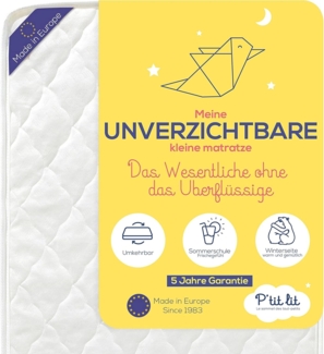 P'tit Lit - Unentbehrliche Babymatratze - 60x120 cm - Klimatisiert: 1 Sommerseite / 1 Winterseite - Oeko Tex®