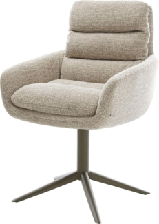 Drehstuhl Abelia-Flex mit Armlehnen Webstoff Soft Beige Fußkreuz Effektfinish Titan 360° drehbar Wippfunktion