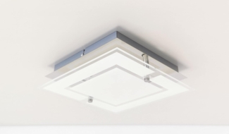 TRANGO LED Deckenleuchte, Dimmfunktion, 3103 IP44 Feuchtraum LED Deckenstrahler Eckig *IVY* aus Metall mit Design Motive bedrückt Glas Lampenschirm, in 3-Stufen dimmbar Badezimmer Deckenlampe, 12 Watt warmweiß LED Modul