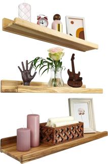 Wood Wedge 2er-Set Schwebende Wandregal, Rustikale Holzregale mit Lippe, Kinderbücherregale, Bild & Fotoregal für Schlafzimmer, Wohnzimmer, Badezimmer, Küche, Büro (natürlich 60cm)