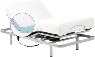 Gerialife® Elektrisches Gelenkbett, verstärkt mit viskoelastischer Matratze von 20 cm, kühles und weiches Gewebe, Doppelmotor (90x190 cm, Fernbedienung mit Kabel)