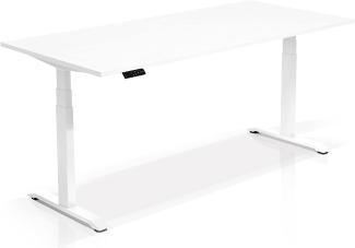 Möbel-Eins OFFICE ONE elektrisch höhenverstellbarer Schreibtisch / Stehtisch, Material Dekorspanplatte weiss 200x80 cm weiß