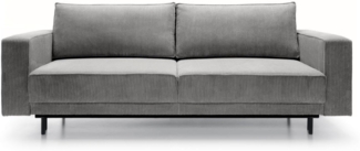 Sofa mit Schlaffunktion Rodario mit Bettkasten, Easy-Clean-Cordbezug in Grau