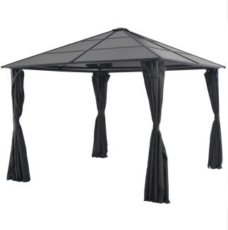 vidaXL Gartenpavillon mit Vorhang Aluminium 3×3 m Schwarz 44640