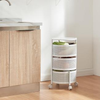 Rollwagen Steigen mit 3 Ebenen 59,5xØ33cm Weiß [en. casa]