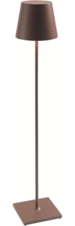Zafferano Poldina Pro XXL - Dimmbare LED-Tischlampe aus Aluminium, Schutzart IP54, Innen-/Außenbereich, Kontaktladestation, Einstellbar H 150/81 / 69 cm, EU-Stecker (Corten)