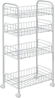 Iris Ohyama, Wagen, Servierwagen, Tablett, Aufbewahrungsservice, 4 Nischenebenen, Auf Rollen, Große Kapazität, Restaurant, Küche, Hotel - Mesh Cart DMC-4 - Weiß