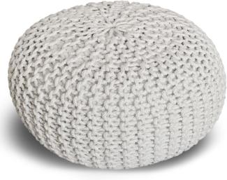 casamia Pouf Ø 55 o. 45 cm Sitzpouf Strickhocker Sitzpouf Bodenkissen nachhaltig Grobstrick Optik Größe ø 45 cm, Farbe weiß