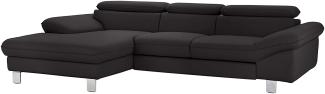 Mivano Ecksofa Driver mit Recamiere links, Ledercouch im modernen Design, Inkl. verstellbare Kopfstützen, 268 x 73 x 169, Kunstleder, Schwarz