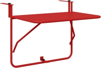 vidaXL Gartentisch Balkon Tisch Rot Metall Mittel Zusammenklappbar Terrassentisch (1-St)